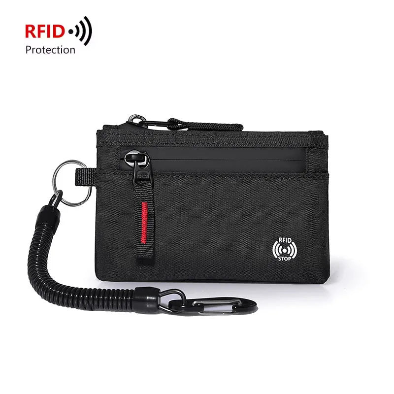 Porte-Cartes RFID Nylon Slim Homme — Mousqueton, Clip Ceinture ou Fermeture Éclair, Multi-Coloris | CLEVI Paris