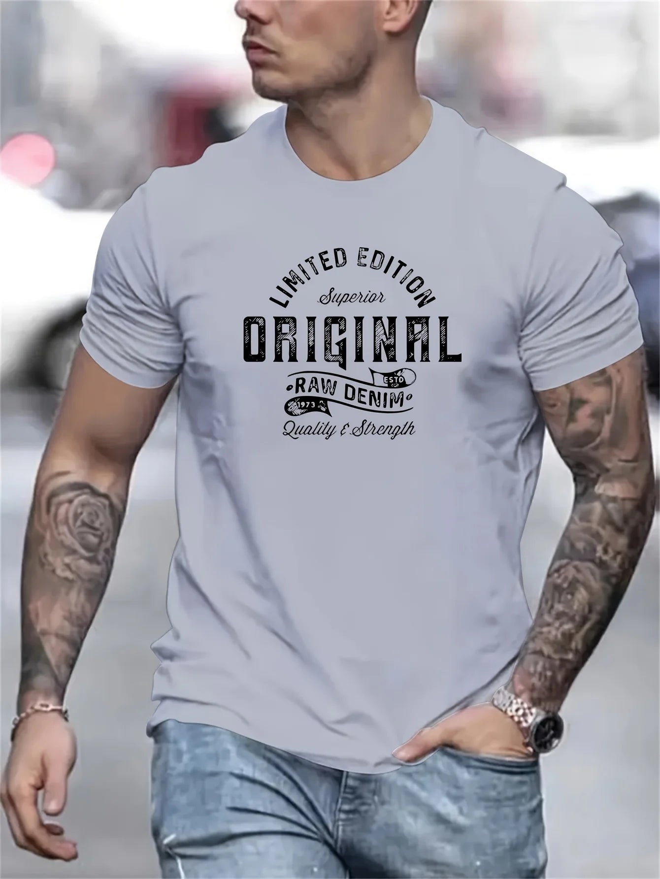 T-Shirt Homme 100% Coton Loose Col Rond Imprimé Lettres Style Américain 18 Coloris – CLEVI Paris