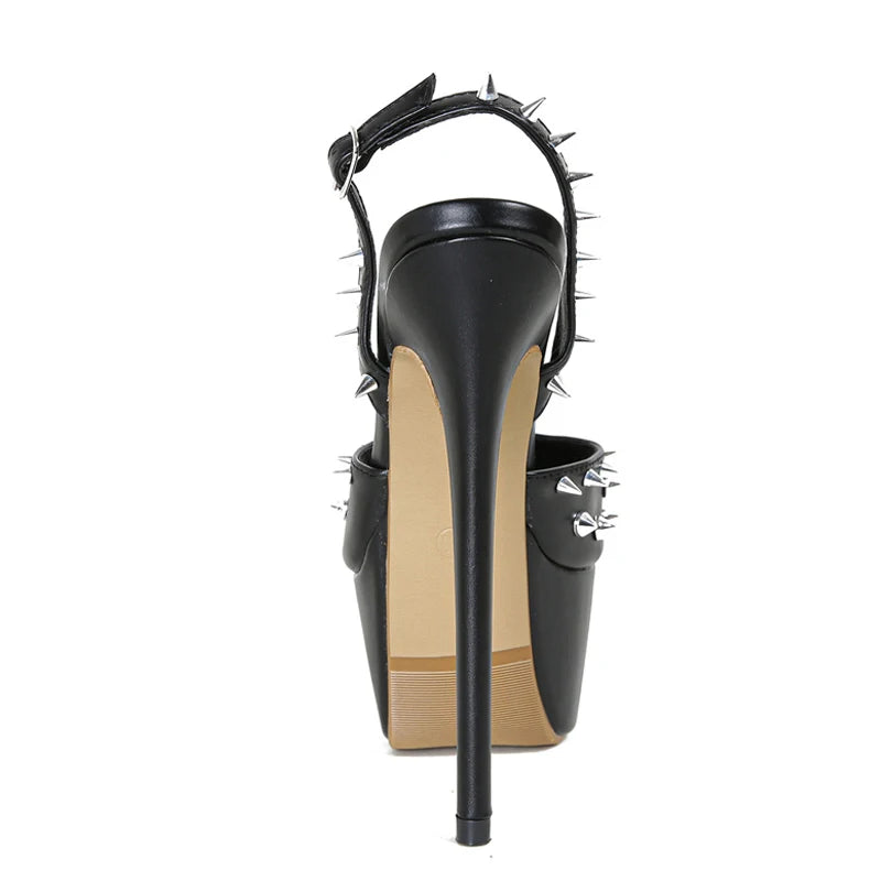 Sandales Talons Hauts Plateforme Liyke – Rivets Métal, Bout Ouvert, Soirée & Mariage, 35-42