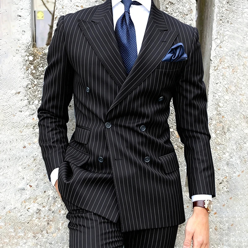 Costume 2 Pièces Homme Double Boutonnage Revers Pointu Slim Fit – CLEVI Paris