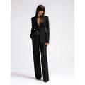 Ensemble 2 Pièces Femme – Blazer Revers Cranté + Pantalon Slim | Bureau & Cérémonie | Noir, Blanc, Rouge | XS-4XL