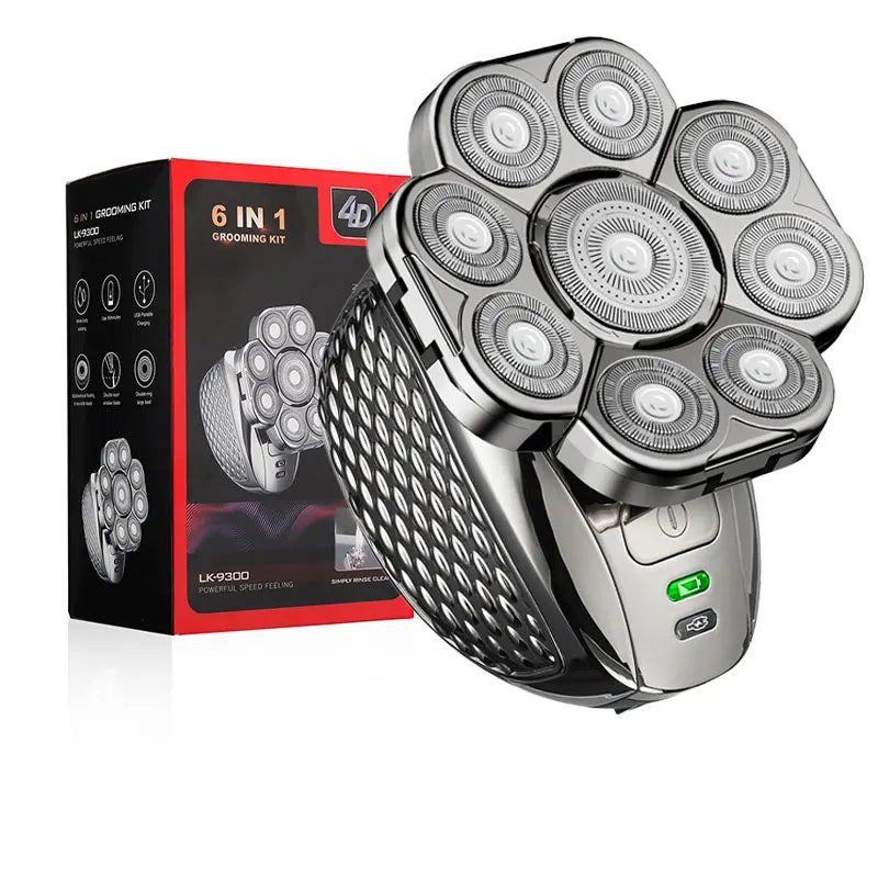 Rasoir Tête Chauve 4D MLG 9 Lames Flottantes 6-en-1 Rechargeable IPX5 Homme – CLEVI Paris