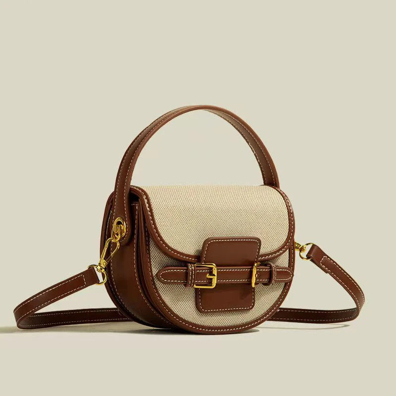 Sacoche Selle Femme en PU – Sac Bandoulière Rétro Patchwork | 4 Coloris | Marron, Noir, Cowboy, Jeans