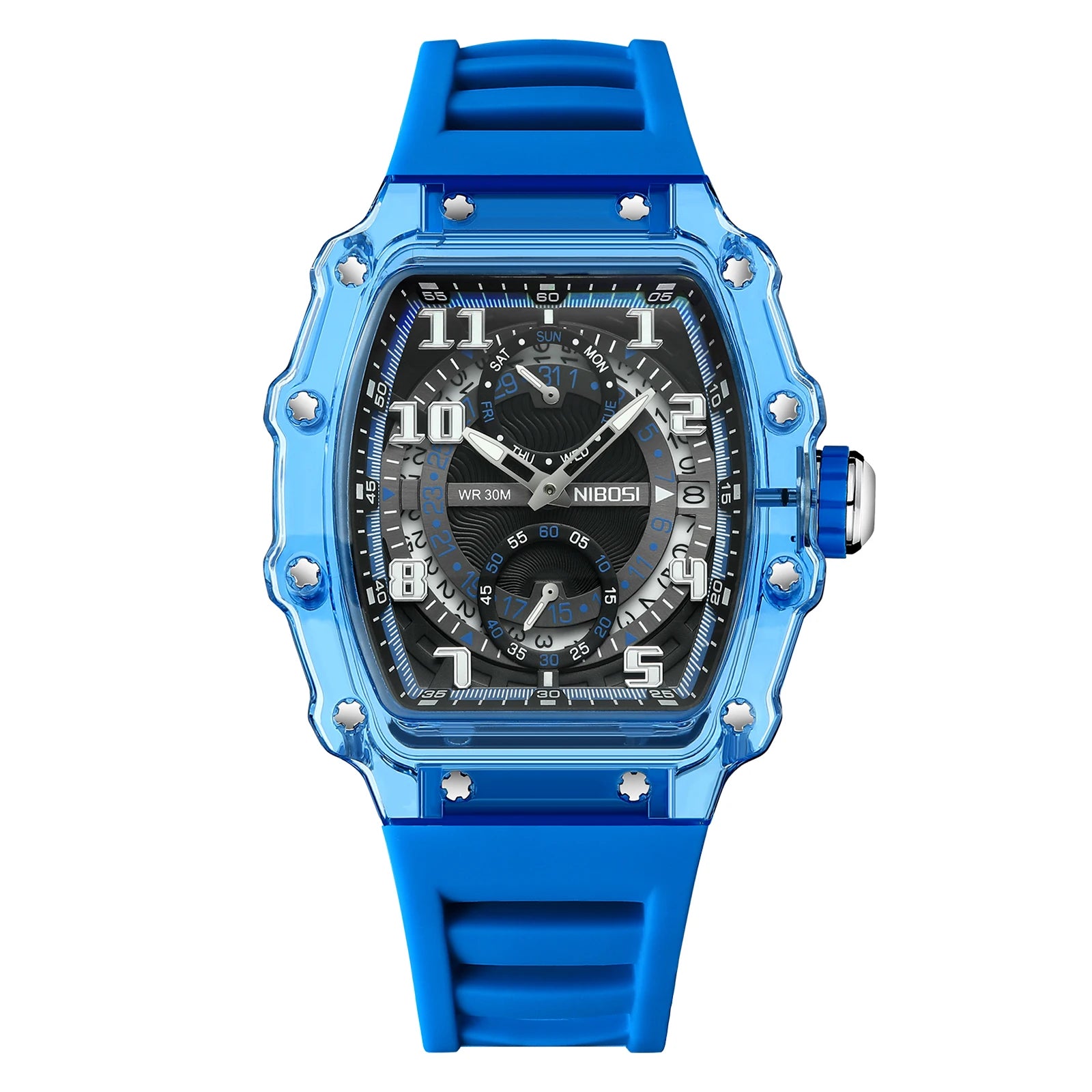 NIBOSI Montre Quartz Japonais Homme Squelette Sport Silicone Lumineux Anti-Magnétique – CLEVI Paris