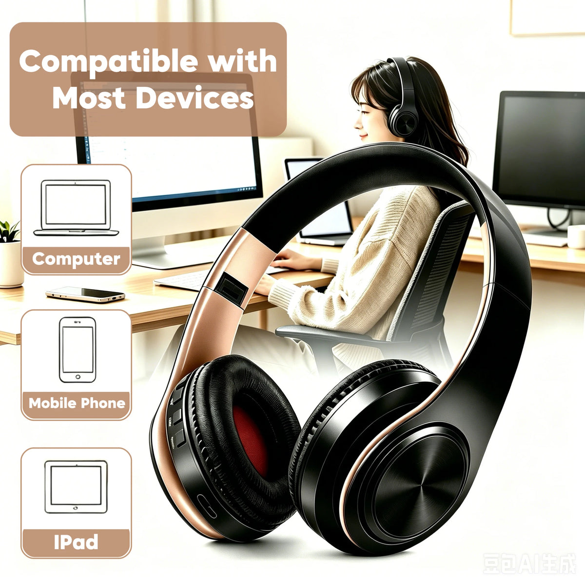 Casque Bluetooth AYVVPII FM & Carte TF – CLEVI Paris