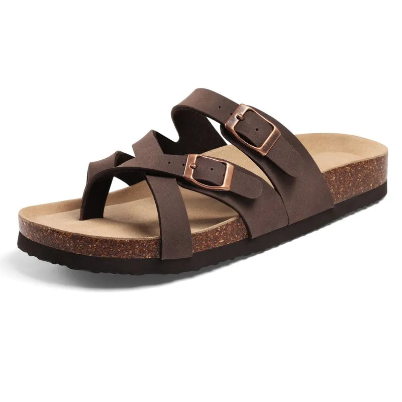 Sandales Femme Semelle Liège Soutien Plantaire Boucle Ajustable – CLEVI Paris