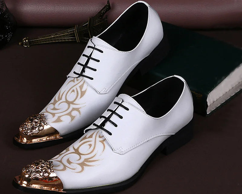 Derby Homme Cuir Véritable Motif Paisley Embout Métal Bout Pointu – 16 Coloris, EU 36-49 – CLEVI Paris