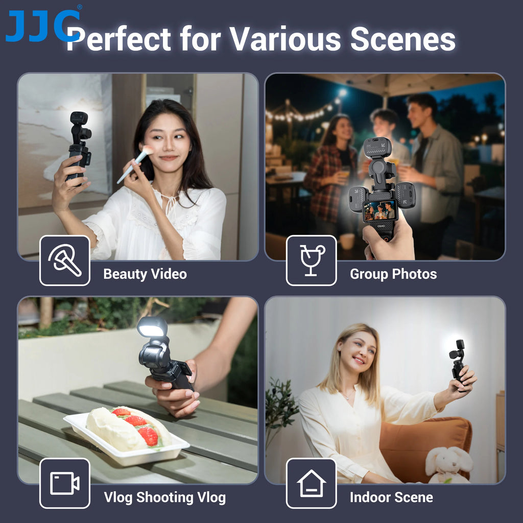 Lumière LED Magnétique JJC pour DJI Osmo Pocket 3 – 3 Modes de Couleur, Rechargeable USB & Ultra-Légère – CLEVI Paris