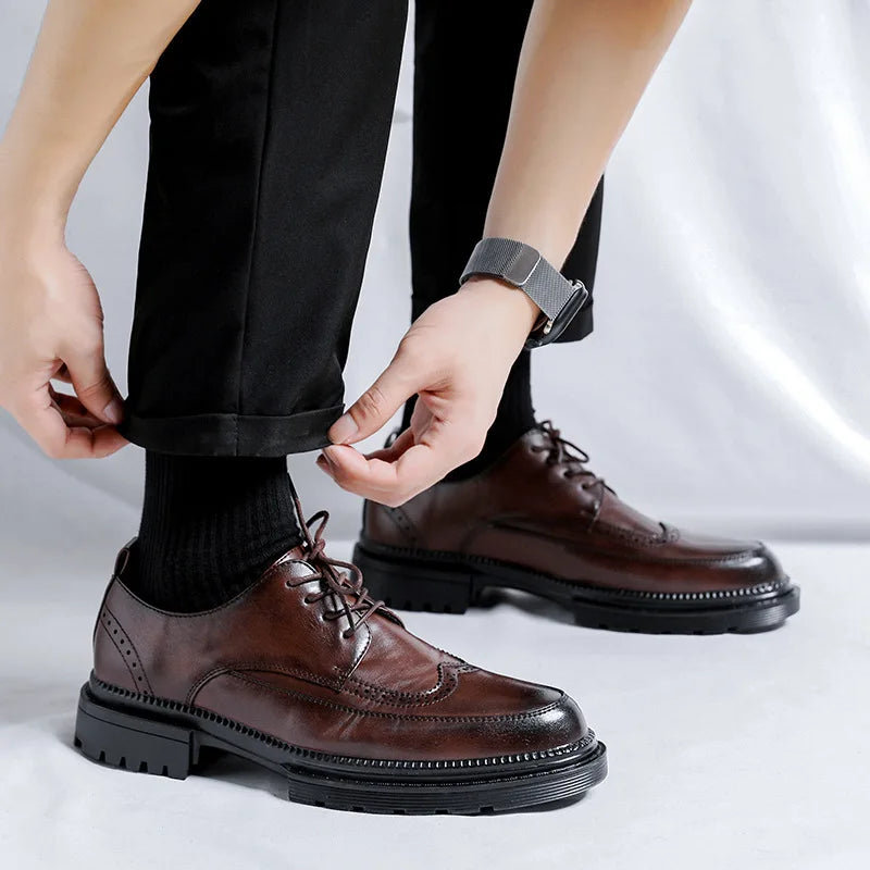 Derbies Homme Cuir Verni Style Britannique – CLEVI Paris