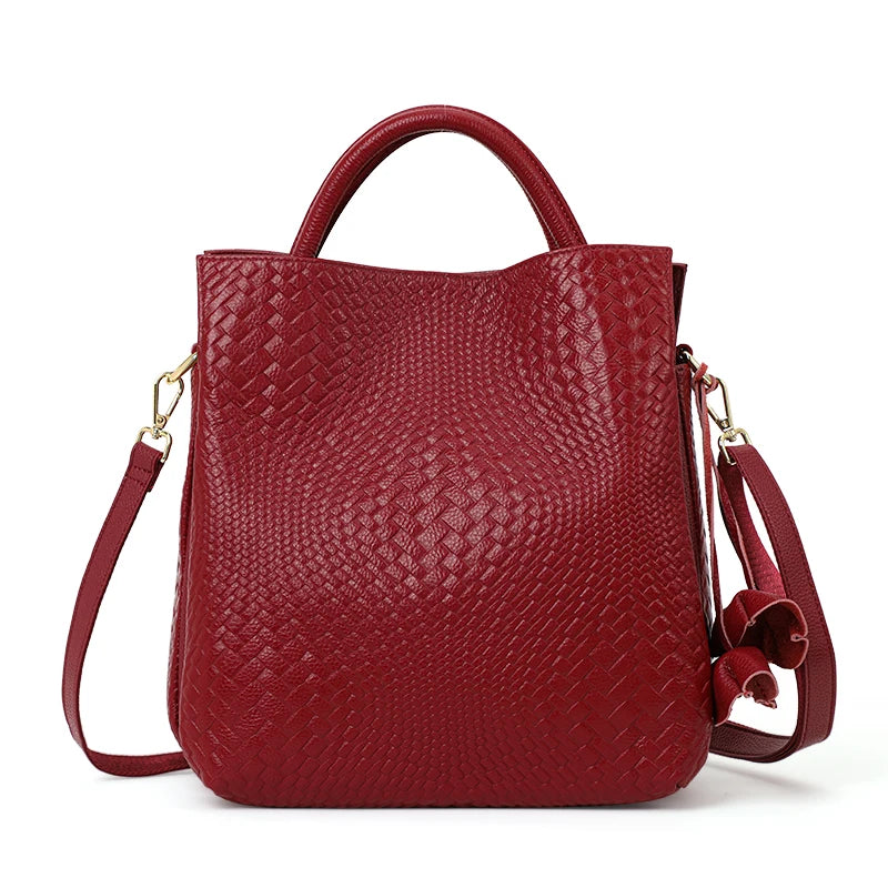 Sac Seau Femme Cuir Véritable Tressé Poche Zippée Bretelle Amovible – CLEVI Paris
