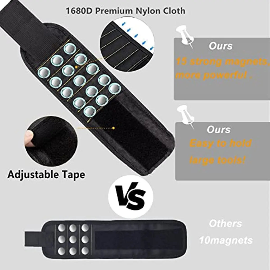 Bracelet Magnétique de Travail | Polyester, Tient Vis, Clous & Forets – CLEVI Paris