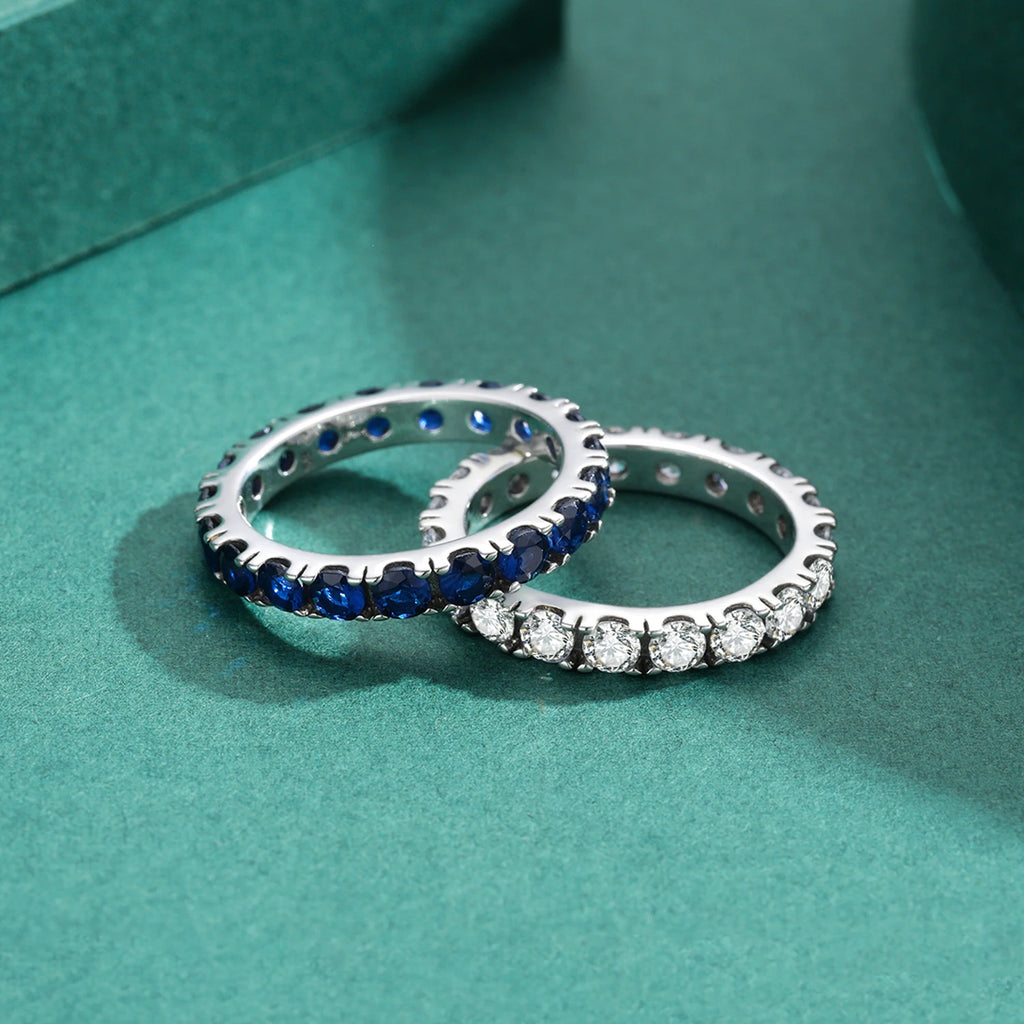 Bague Zircon Cubique Bleu Argent 925 Empilable – CLEVI Paris