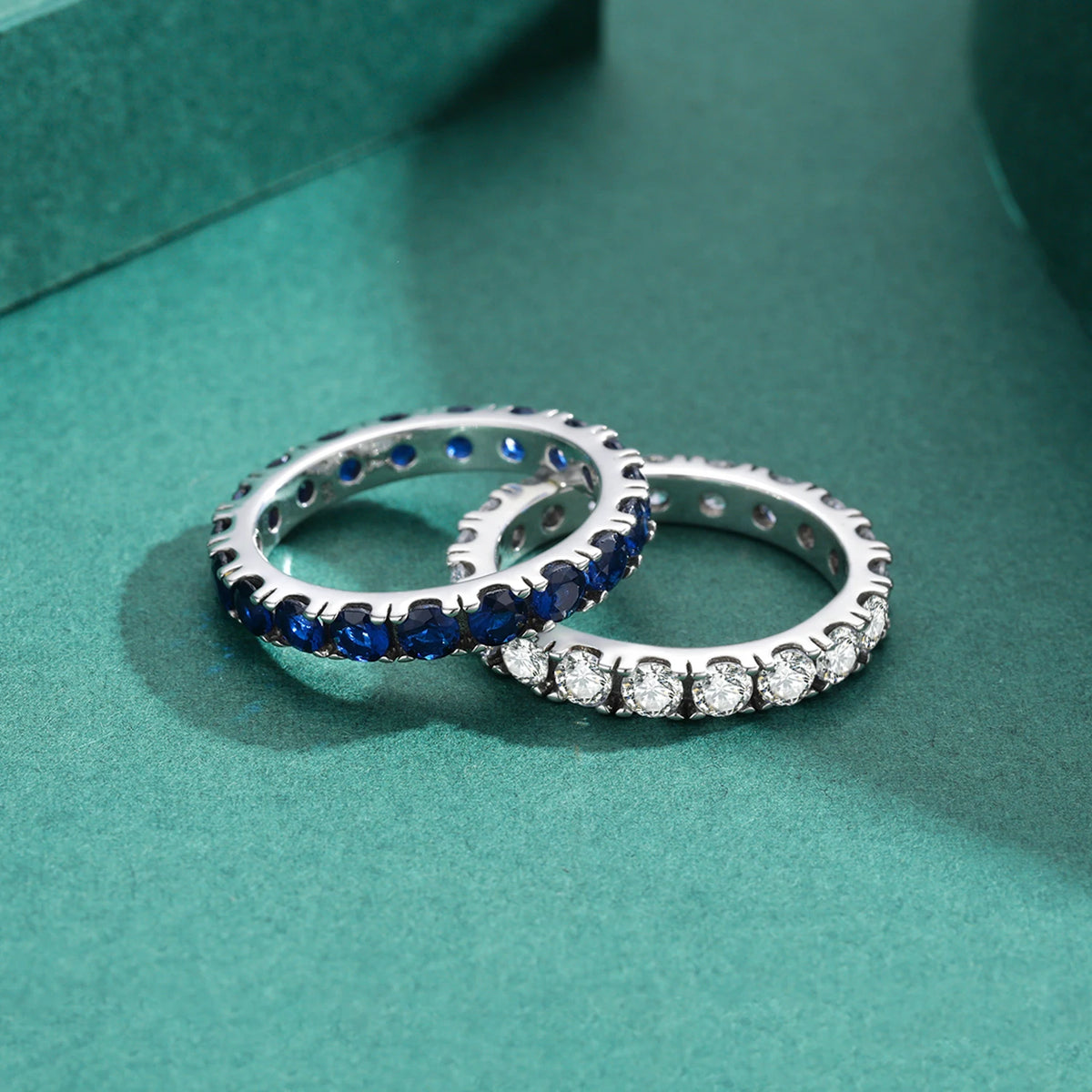 Bague Zircon Cubique Bleu Argent 925 Empilable – CLEVI Paris
