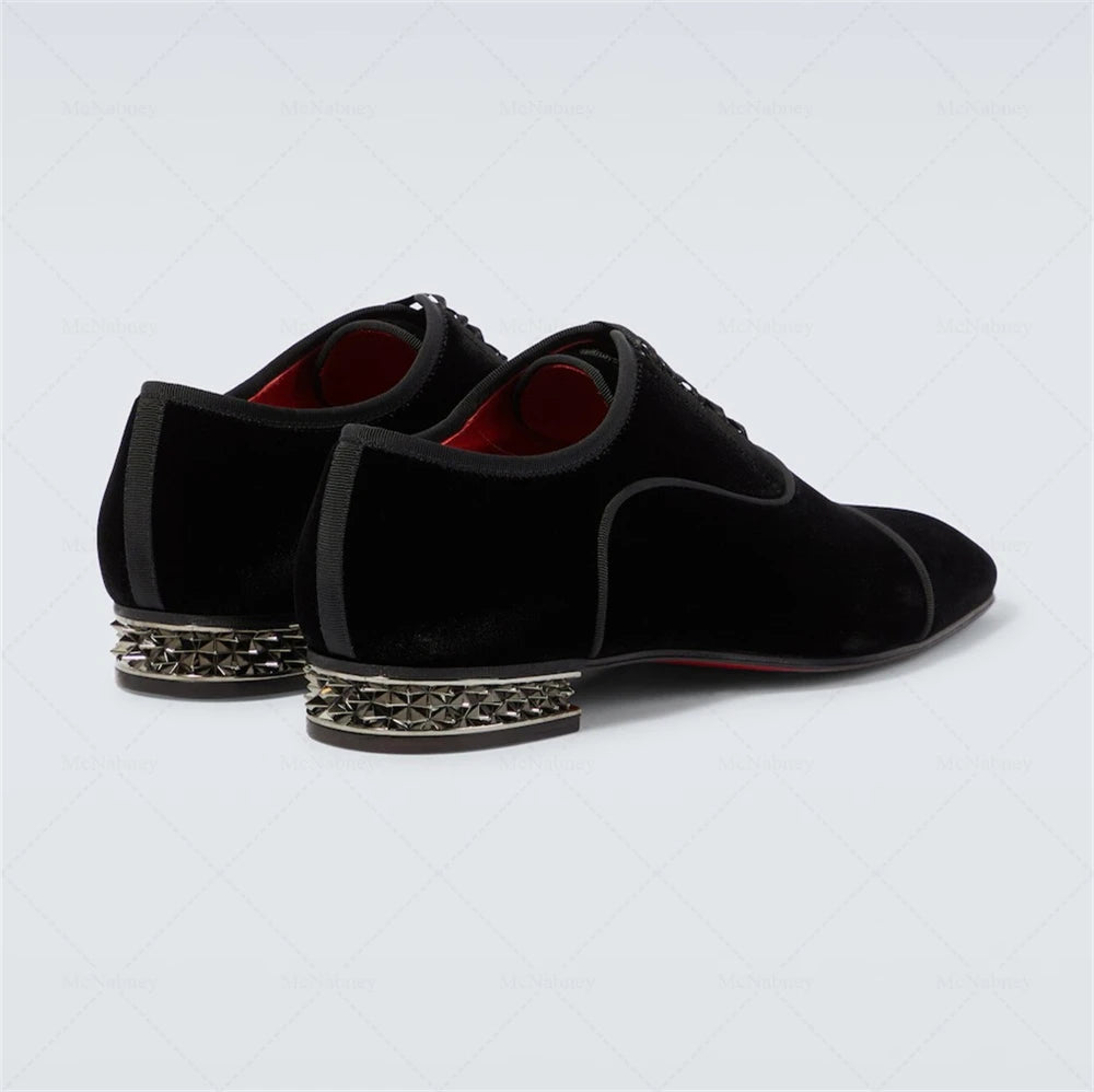 Oxford Homme Velours Noir Détail Argenté Lacets Mariage – CLEVI Paris