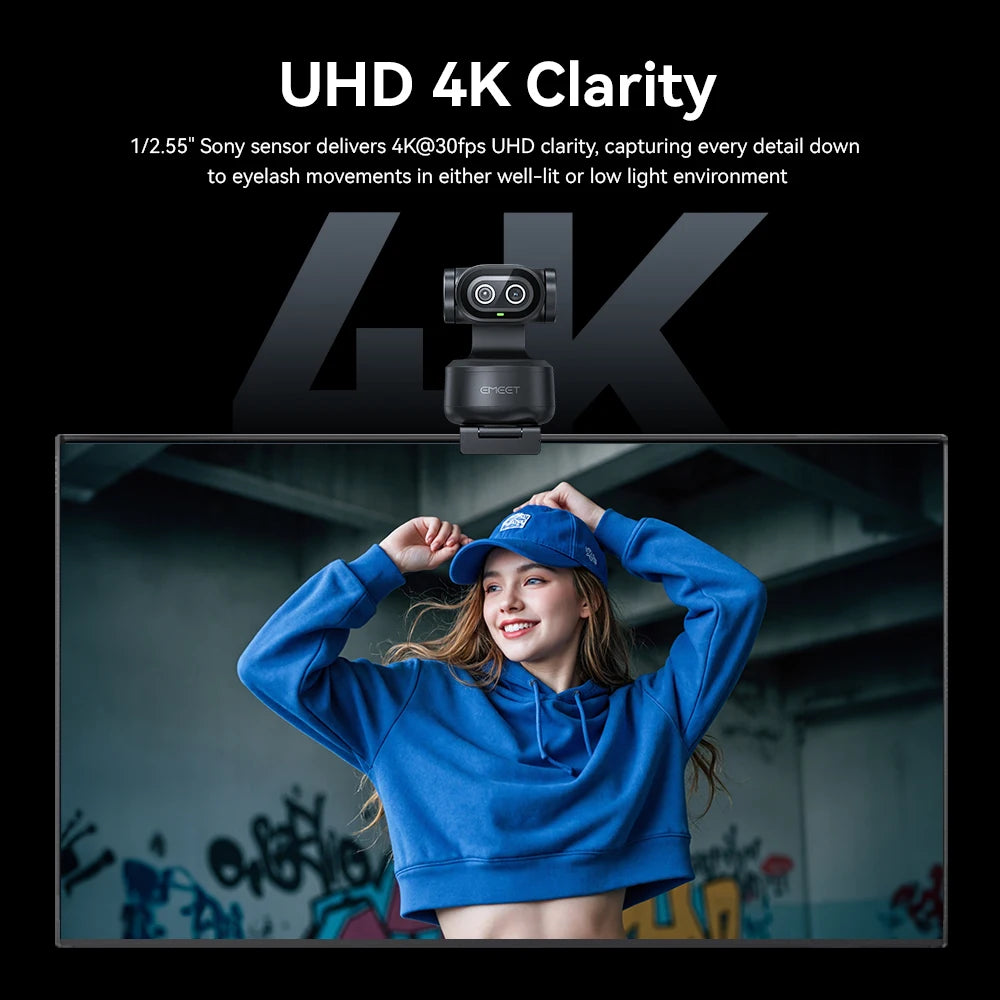 Webcam 4K PTZ EMEET PIXY – Double Caméra IA, Suivi Automatique & Capteur Sony – CLEVI Paris