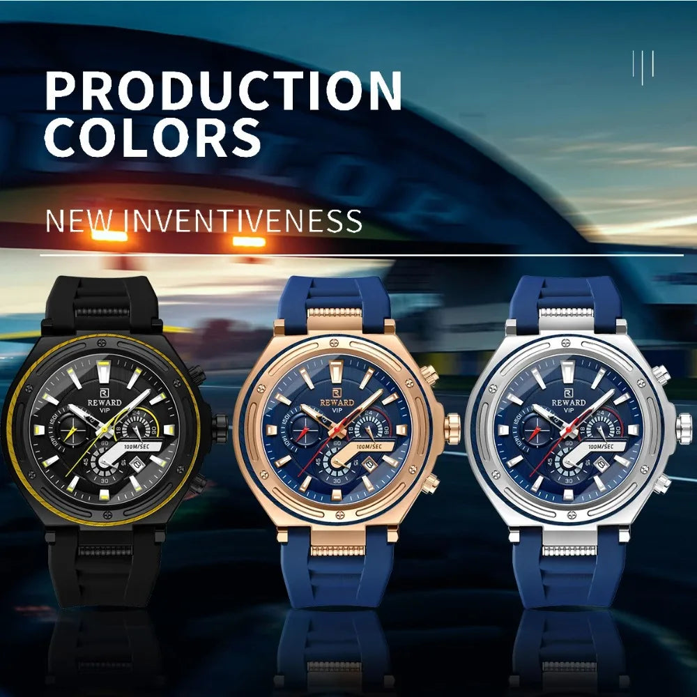REWARD RD831508M Montre Homme Quartz Sport Ronde Chrono Calendrier Lumineux 30M – CLEVI Paris