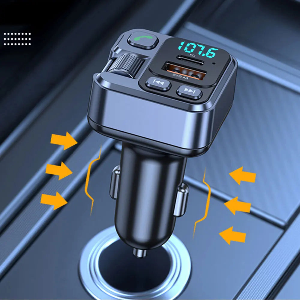 Transmetteur FM Bluetooth 5.1 Voiture Kebidumei – Charge Rapide 20W USB-C, Mains Libres, Lecteur MP3, Affichage Tension