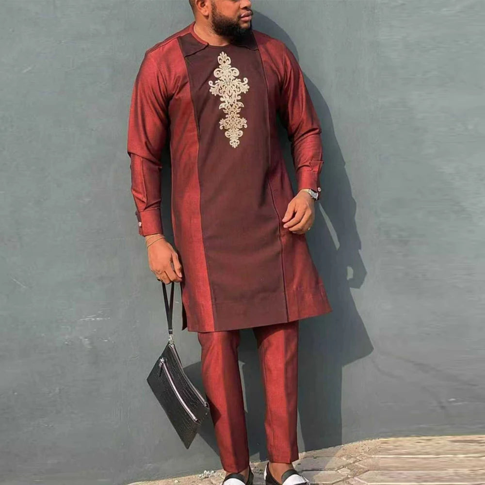 Ensemble 2 Pièces Homme Style Africain Broderie Tuxedo – CLEVI Paris
