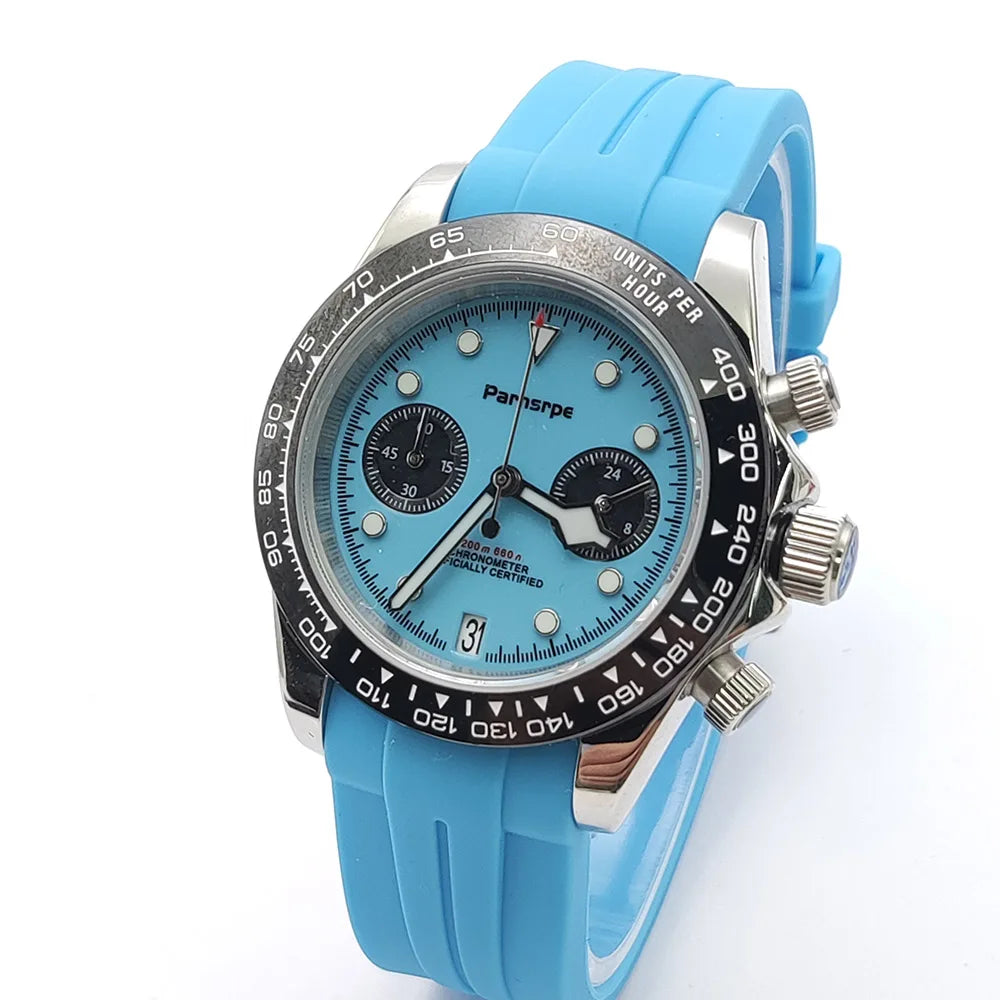 PARNSRPE VK64 Montre Homme Chronographe Quartz Japonais Acier 316L 39,5mm Verre Saphir AR 5 ATM Lumineux – CLEVI Paris