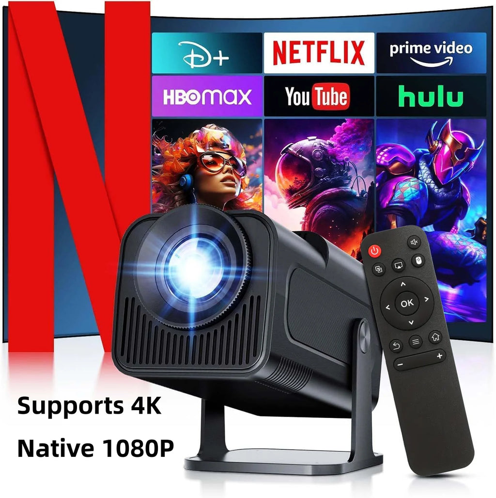 Projecteur Portable HY320 1080P 4K 300 ANSI WiFi 6 BT 5.2 Correction Auto Support 180° – CLEVI Paris