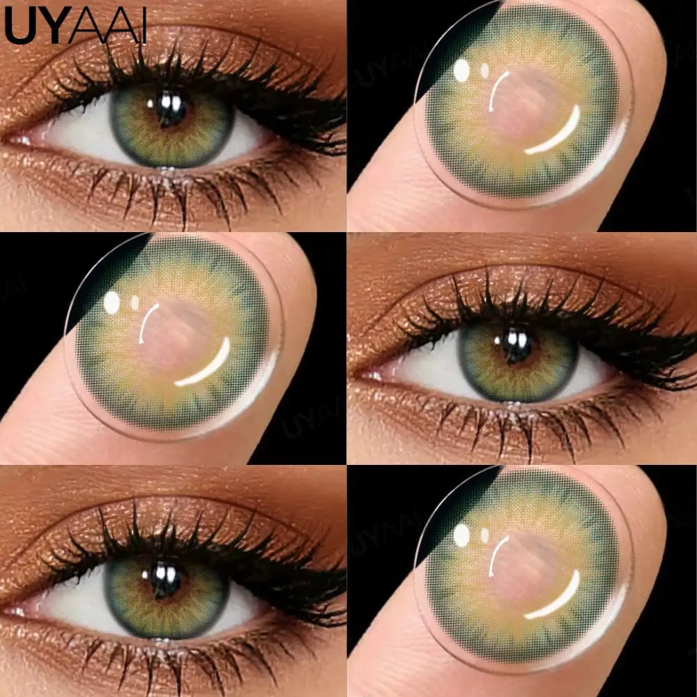 Lentilles de Contact Colorées UYAAI – 15 Teintes de Vert, Sans Correction, Port Annuel
