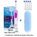 Brosse à Dents Électrique Oral-B D12 – Vibration Rotatoire 2D, IPX7, Minuterie 2 min – 4 Têtes Offertes