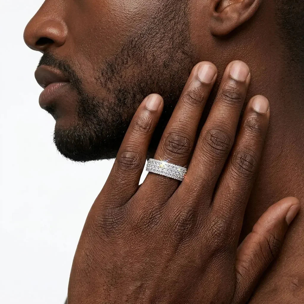 Bague Double Rang Moissanite Pavé Argent 925 – CLEVI Paris