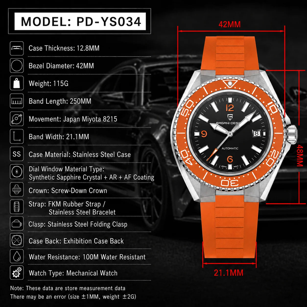 PAGANI DESIGN Montre Plongée Automatique Japonais Homme Lunette Céramique Saphir 100m – CLEVI Paris
