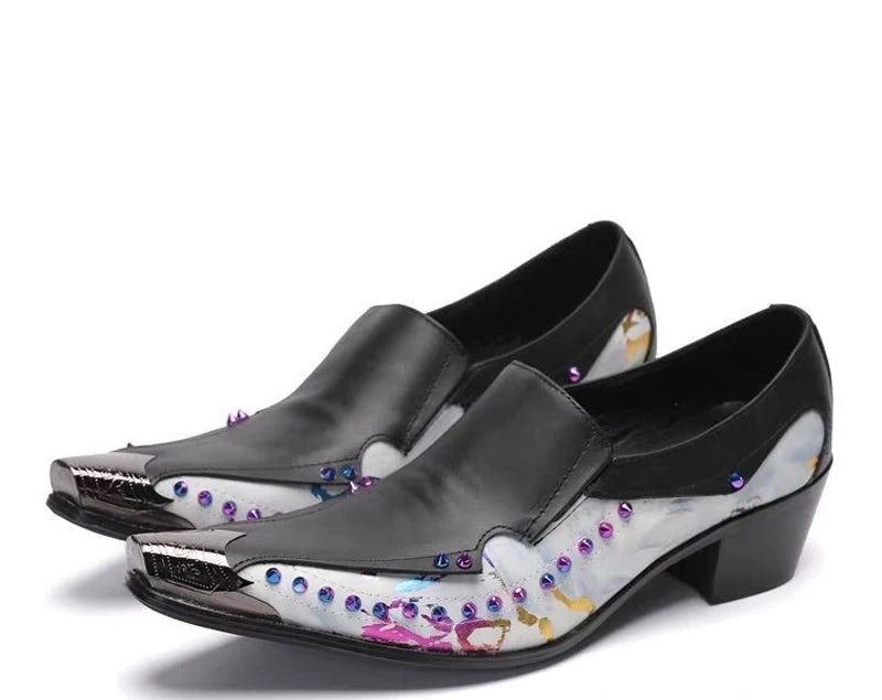 Oxford Homme Cuir Vache Bout Pointu Imprimé Serpent Slip-On Plateforme Rehaussant EU 36-49 – CLEVI Paris