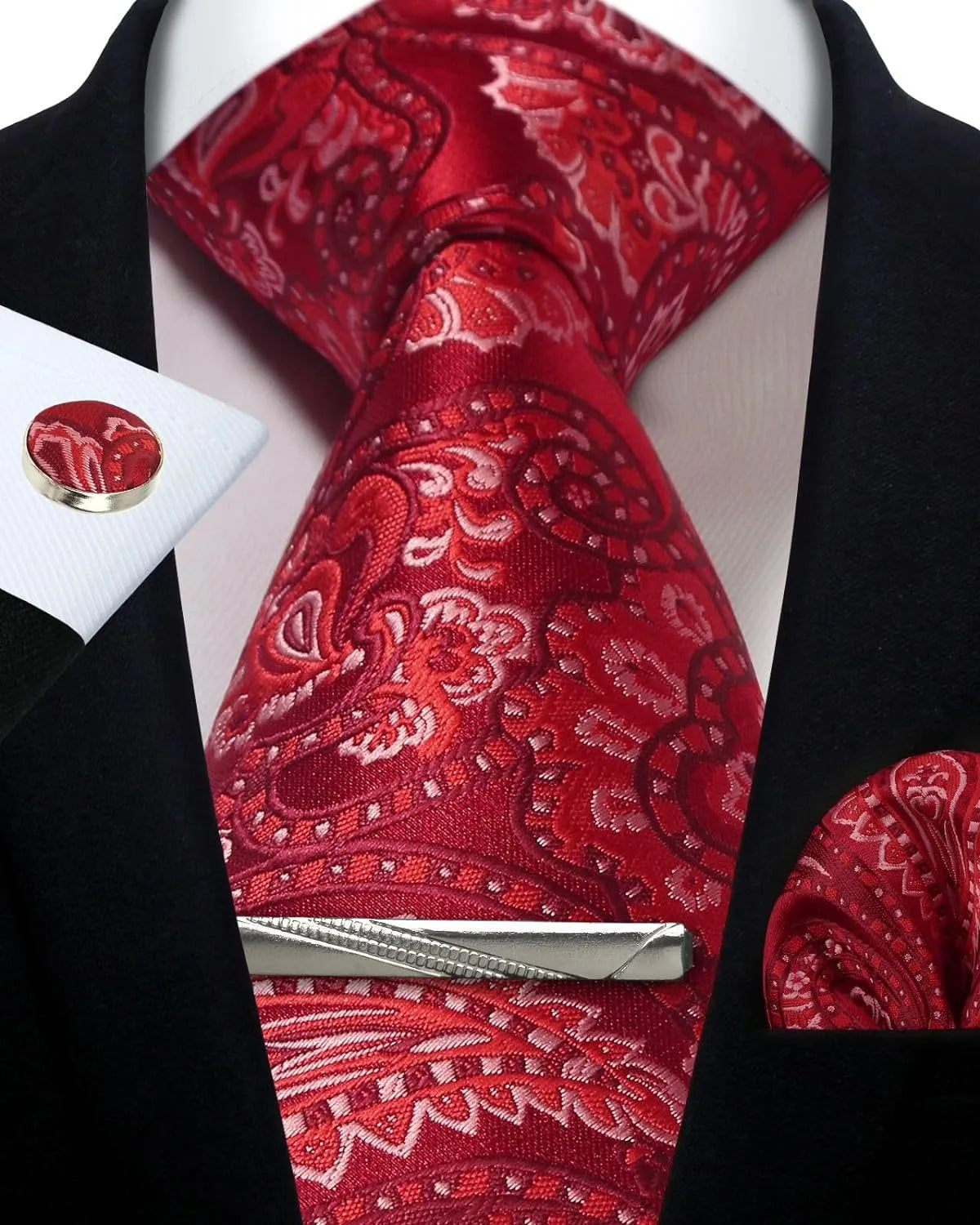 Ensemble cravate homme 4 pièces paisley – CLEVI Paris