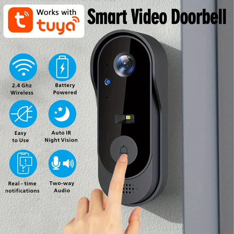 Sonnette Vidéo Connectée WiFi Tuya XBIBI – 2MP HD, Angle 170°, Audio Bidirectionnel, Vision Nocturne IR, Batterie 1000mAh