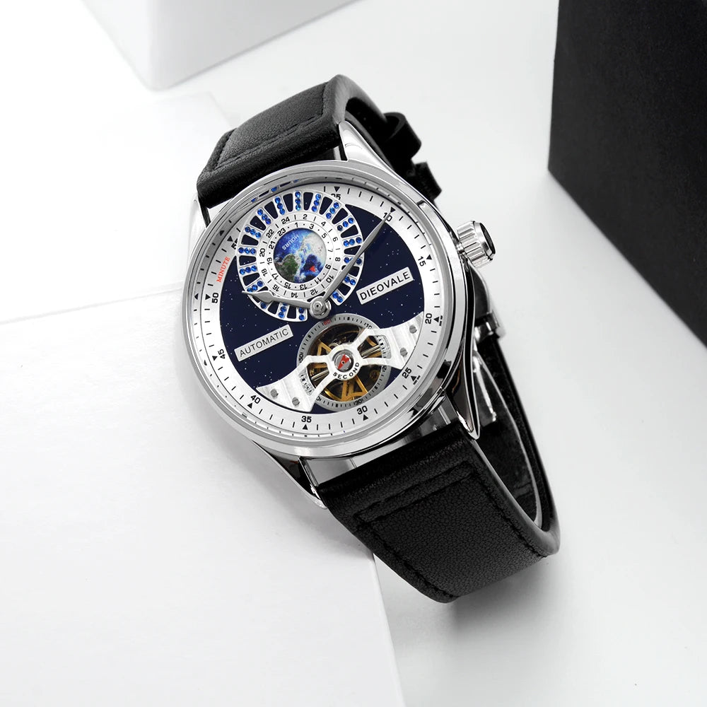 Gezfeel Montre Automatique Homme Squelette Cuir Véritable Étanche 41mm – CLEVI Paris