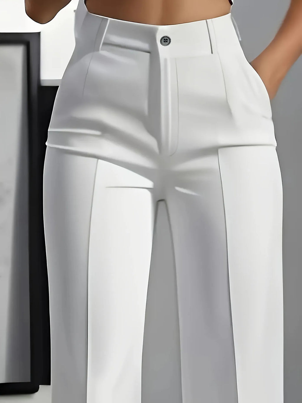 Pantalon Tailleur Femme Taille Haute Drapé Coupe Droite – Style Bureau | Bordeaux, Noir, Blanc | S-XXXL