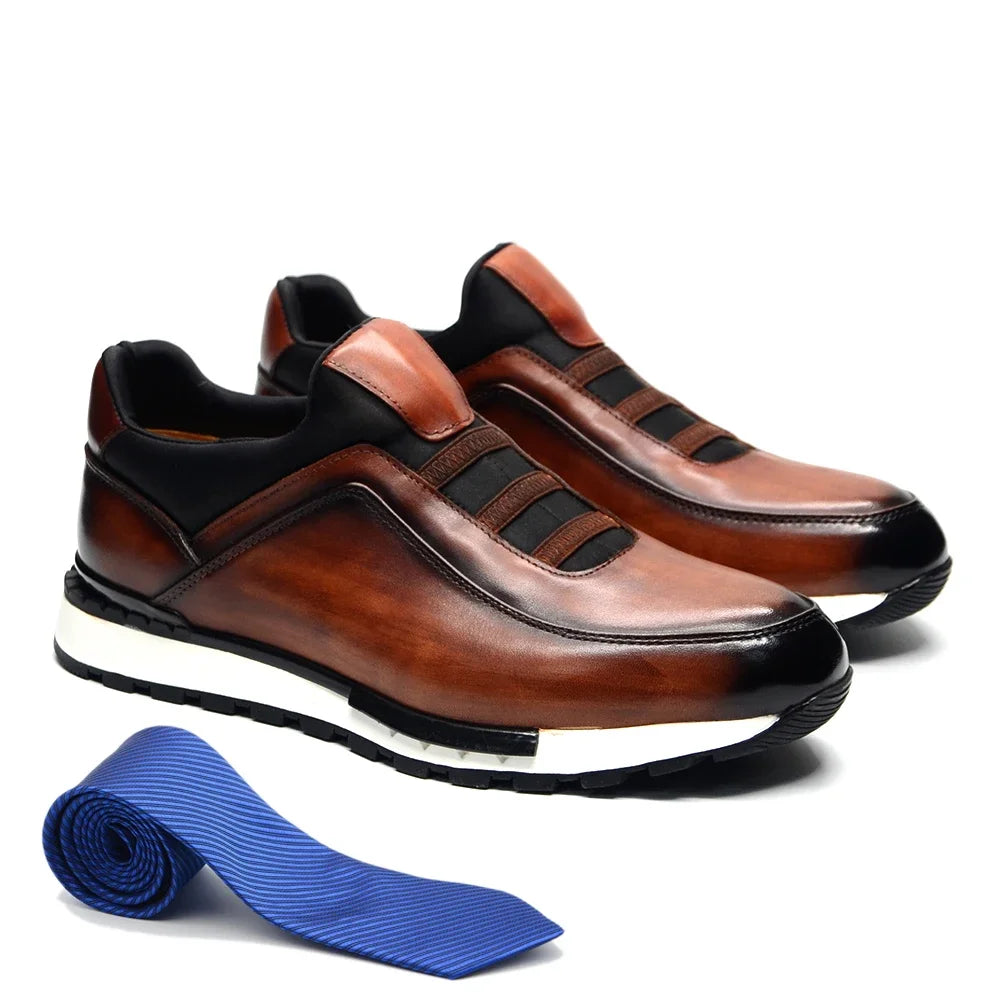 Sneakers Loafers Homme Cuir de Vache Artisanaux Slip-On Respirant | Casual & Business EU 38-46
