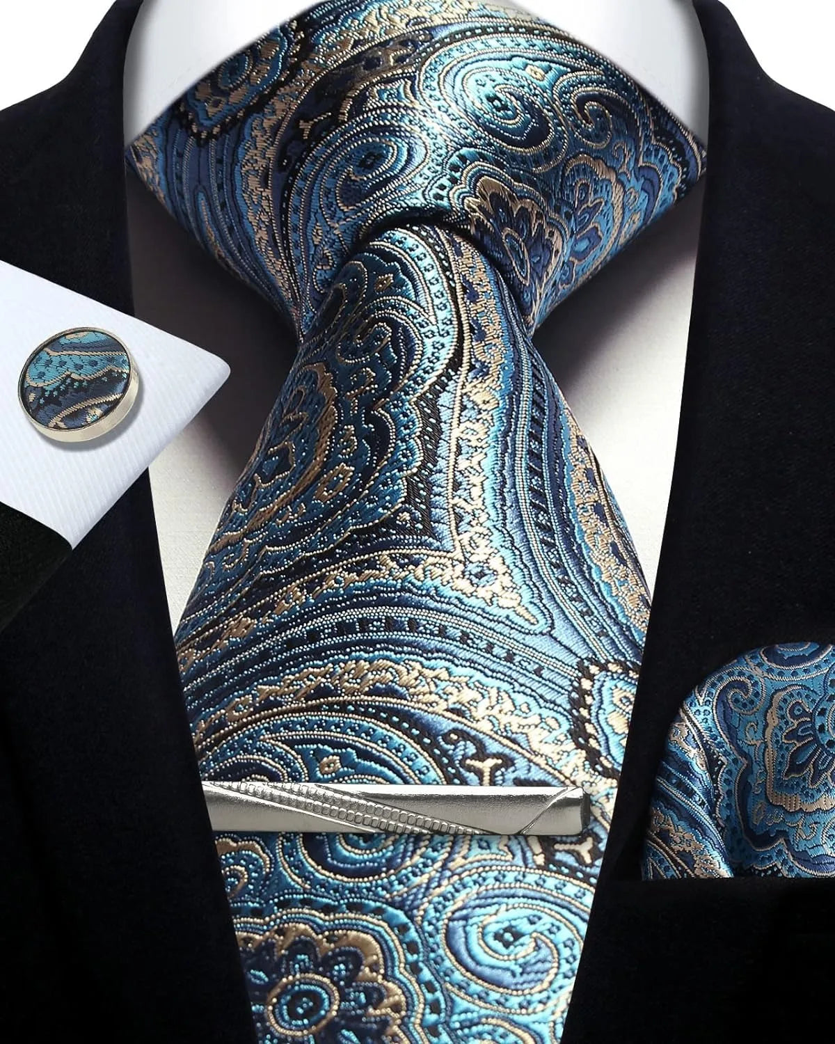 Ensemble cravate homme 4 pièces paisley – CLEVI Paris