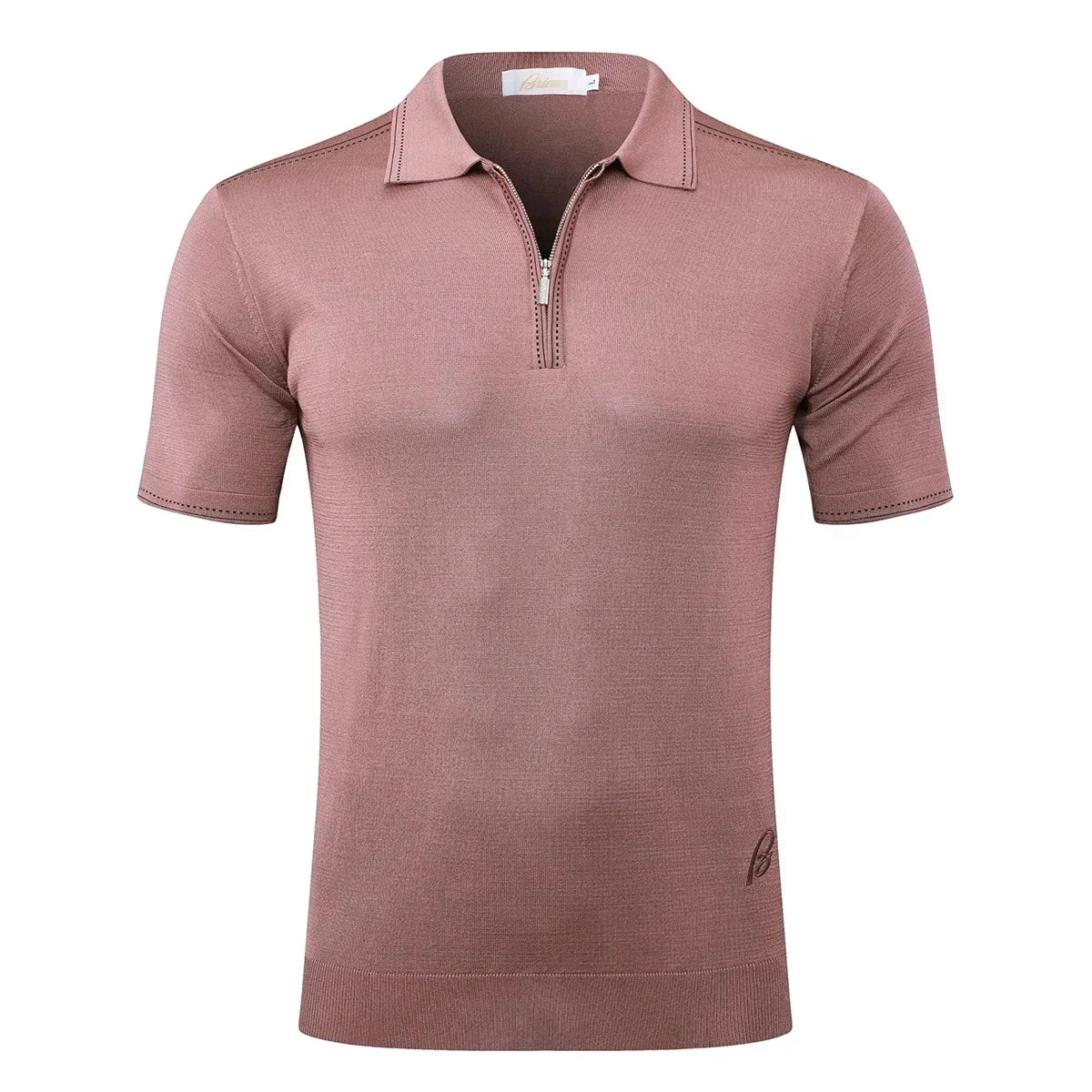 Polo Homme Soie & Bambou Brodé Manches Courtes Zip Casual Été Grandes Tailles M-5XL – CLEVI Paris