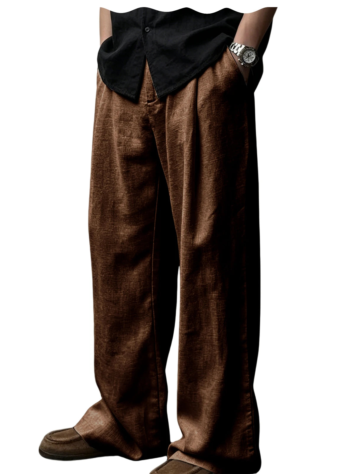 Pantalon homme plissé taille haute jambes larges – CLEVI Paris