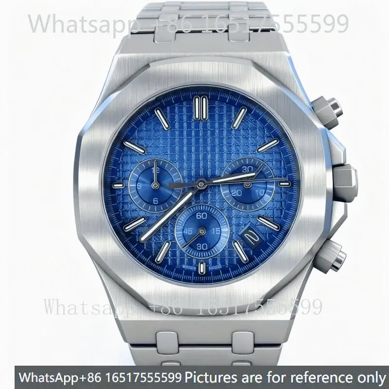 Montre Quartz Homme Chronographe Style Royal Oak Octogonal Acier Saphir VK63 – CLEVI Paris