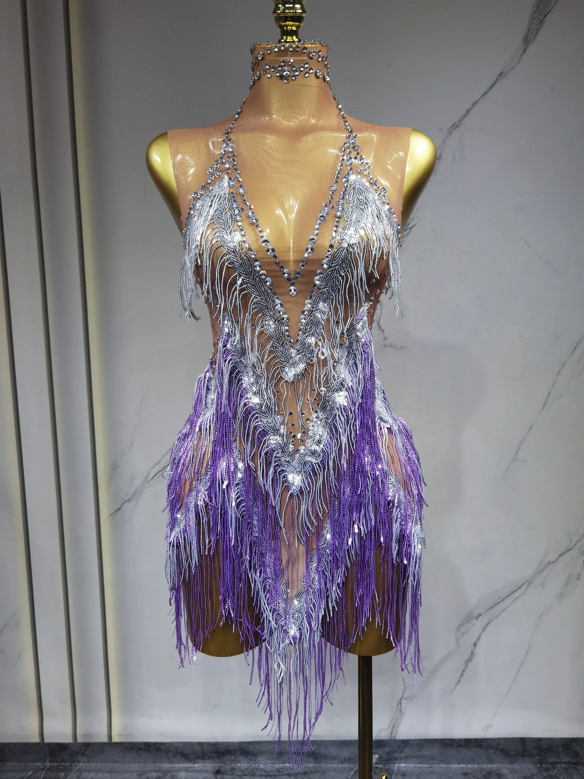 Robe de danse latine à franges – CLEVI Paris
