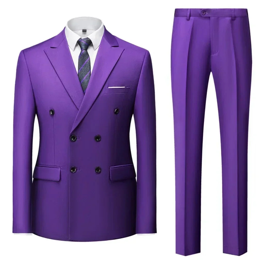 Costume Homme 2 Pièces Double Boutonnage Col Cranté Slim 17 Coloris Grande Taille Sur-Mesure – CLEVI Paris