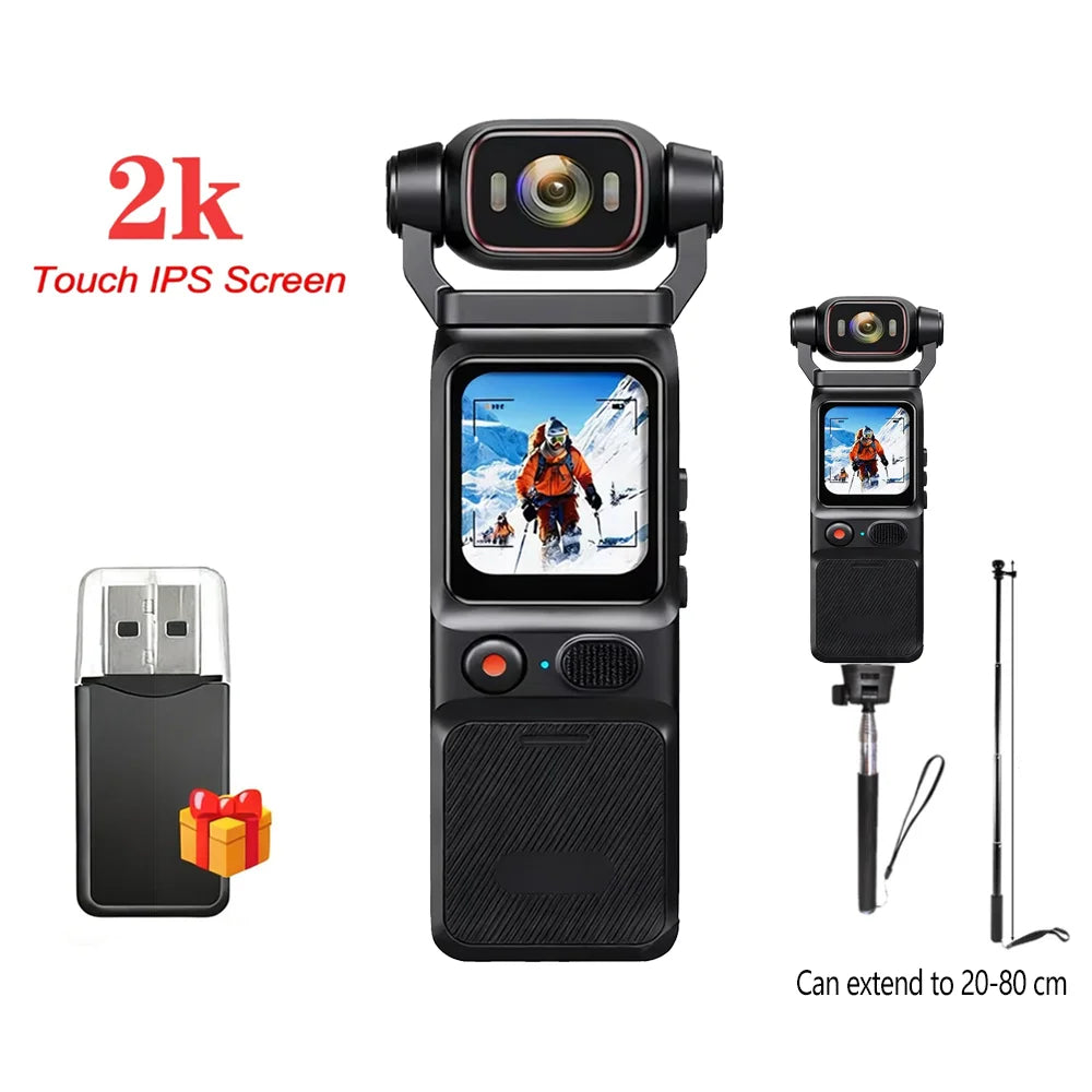 Caméra Sport 4K Pocket – Objectif Rotatif 180°, Stabilisation EIS, Écran Tactile 1,69" & Batterie 3000 mAh – CLEVI Paris