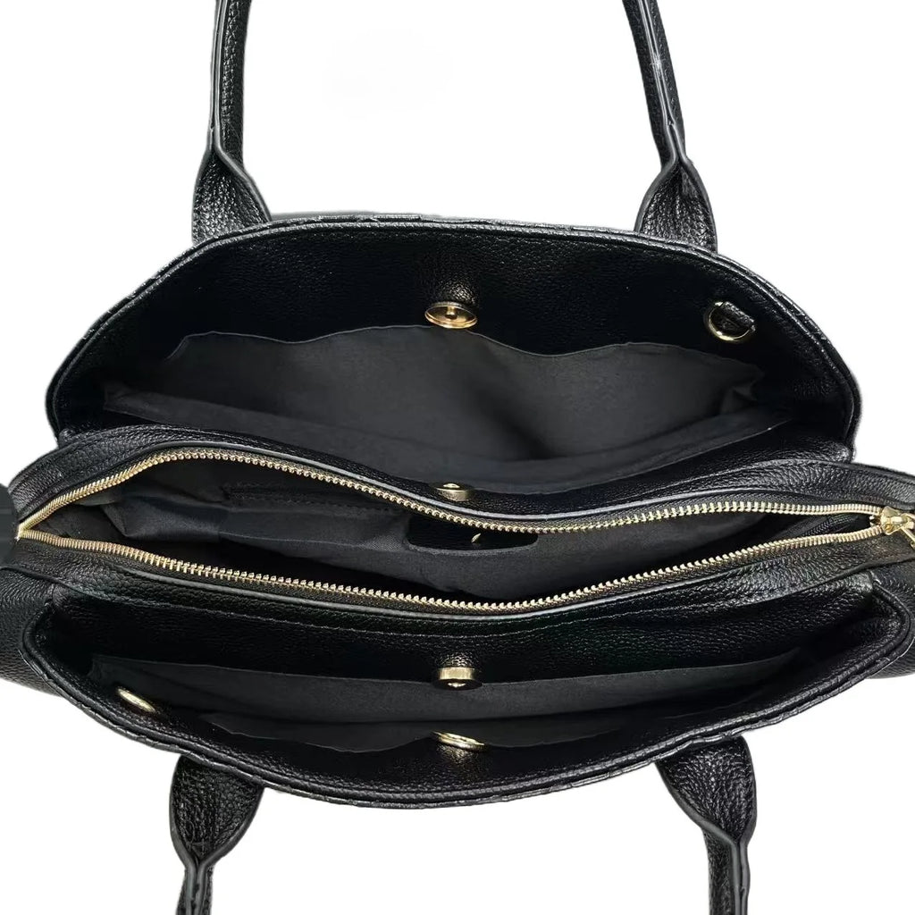 Sac Épaule Femme PU Motif Croco Rétro Grande Capacité Noir – CLEVI Paris