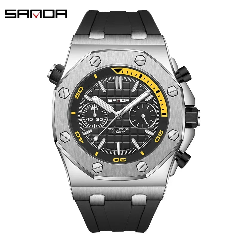 SANDA 7027 Montre Homme Double Affichage Analogique LED Bracelet PU 53mm Multifonctions 3 ATM 3 Coloris – CLEVI Paris