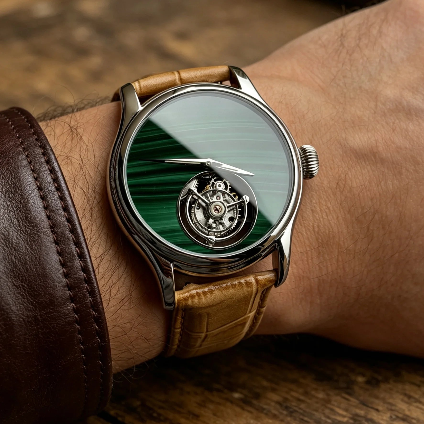 Montre Mécanique Tourbillon MERKUR Cadran Pierre Naturelle Saphir – CLEVI Paris