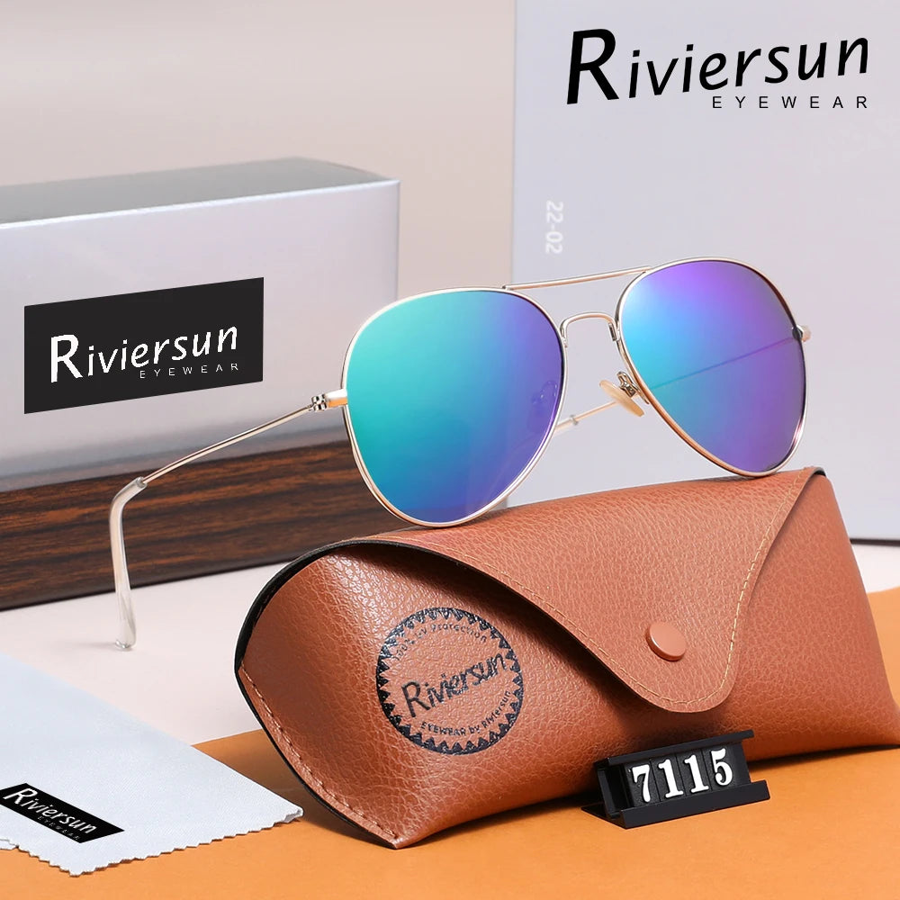 Lunettes de Soleil Aviateur Polarisées Unisexe RIVIERSUN – Monture Alliage Miroir UV400 – CLEVI Paris