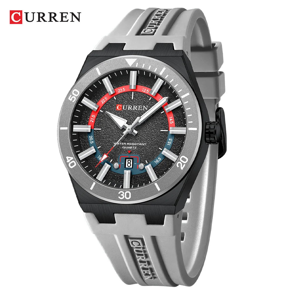 CURREN Montre Quartz Homme Cadran Texturé Silicone Sport Lumineux Date Auto 43mm – CLEVI Paris