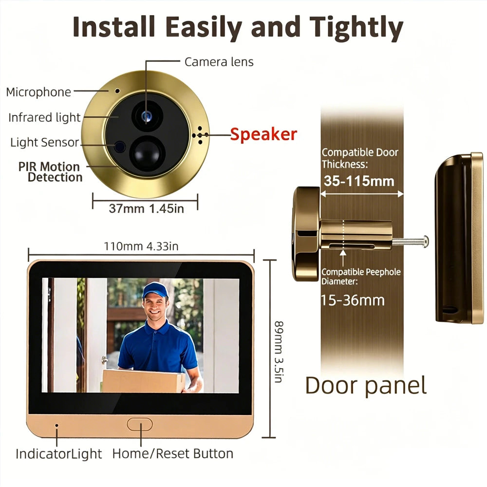 Judas Connecté WiFi 3MP TNTX Tuya – Visiophone Numérique 140°, Audio Bidirectionnel, Batterie 5000mAh, App Tuya/SmartLife