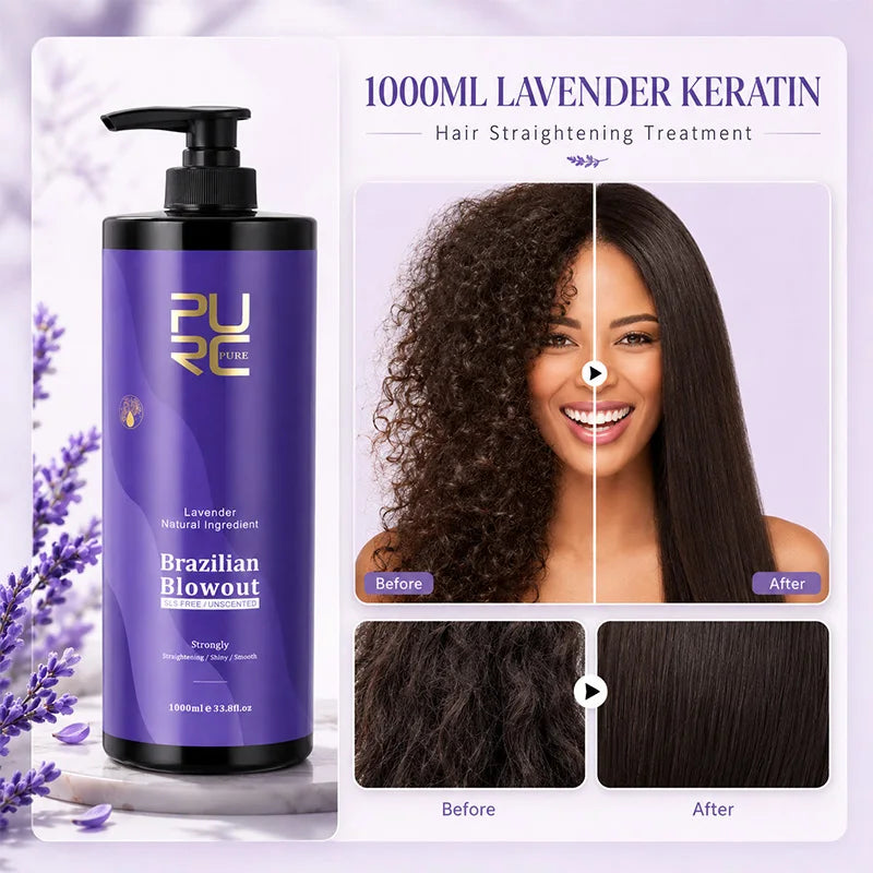 Traitement Kératine Brésilien PURC Lavande 12% | Lissage & Réparation | 100ml & 1000ml – CLEVI Paris