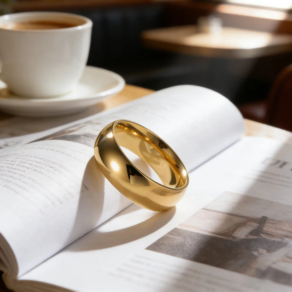 Bague Minimaliste Acier Inoxydable 6mm — Plaquée Or 18k, Waterproof, Couple | CLEVI Paris