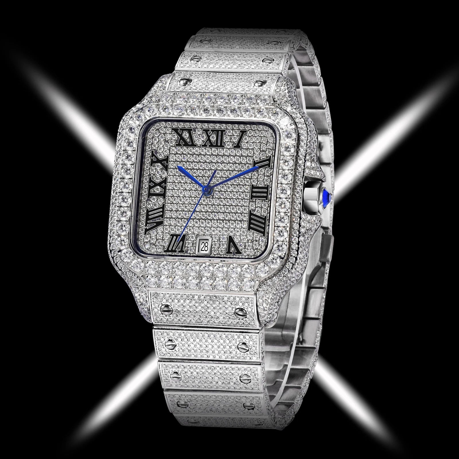 Montre Unisexe PINDU PD6669 – Diamant Mozambique, Automatique 8215, Verre Saphir, Acier Inoxydable, Étanche 10 ATM – CLEVI Paris